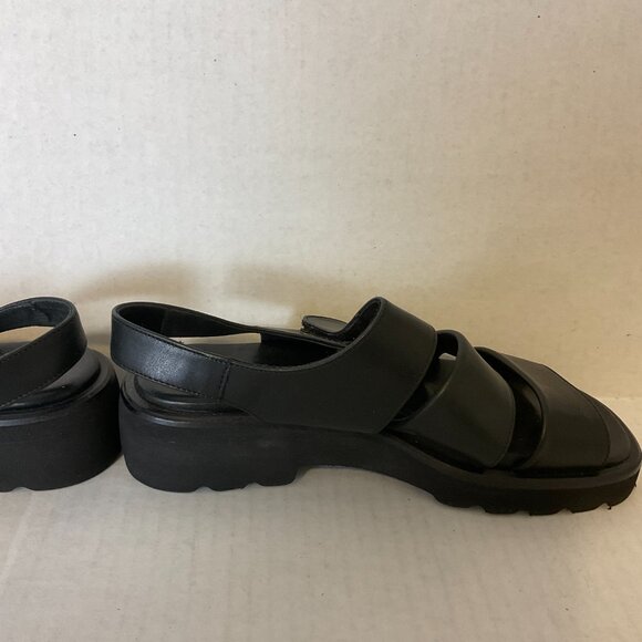 Aquatalia Sandals 7.5 Black Strappy Wedge Block Heel - Picture 9 of 10